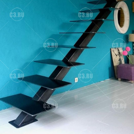 Металлическая лестница со ступенями-слайдами