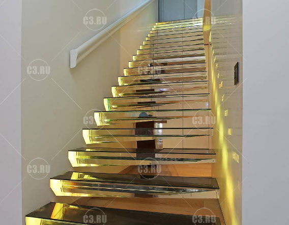 Лестница с толстыми стеклянными ступенями