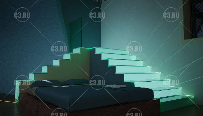 Эффектная прикроватная лестница