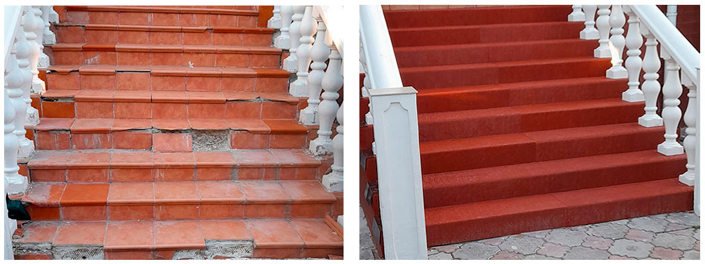 Ремонт лестницы крыльца в пос. Щаповское: до и после
