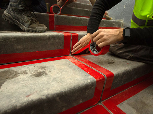 Облицовка бетонной лестницы в д. Кузнецово. Затирка швов