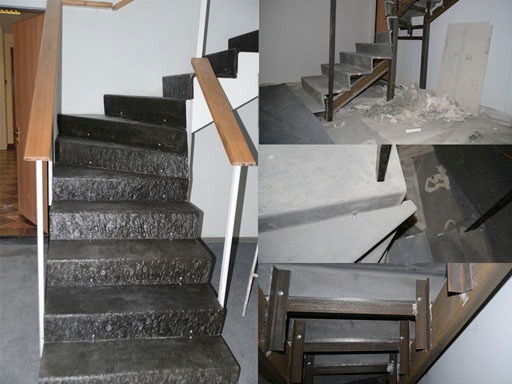 Лестница на второй этаж на металлическом каркасе