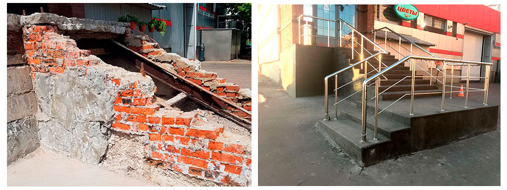 Лестница московского бара до и после ремонта