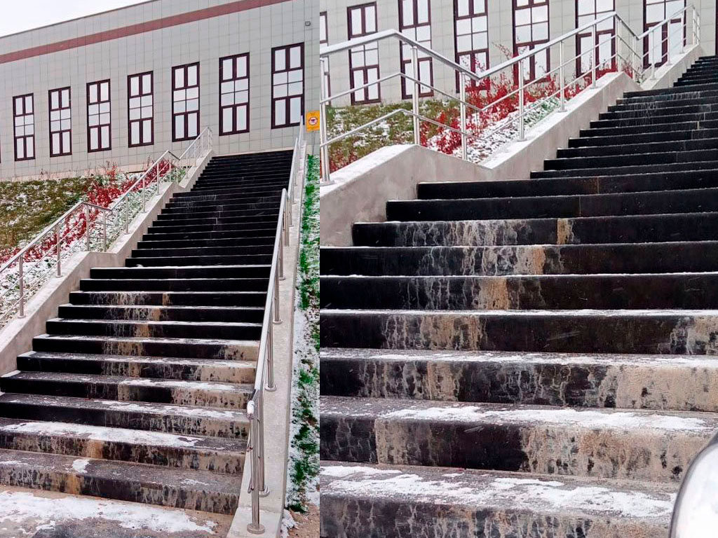 Облицовка наружной лестницы к дому на ул. Бадаева в СПб